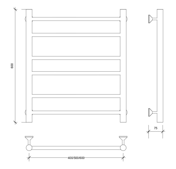 Полотенцесушитель водяной 60x40 Триада 2 (хром) Secado арт. 4603777443665
