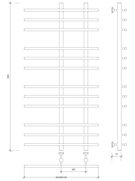 Полотенцесушитель водяной 120x20x60 Турин 3 (хром) Secado арт. 4603777447076