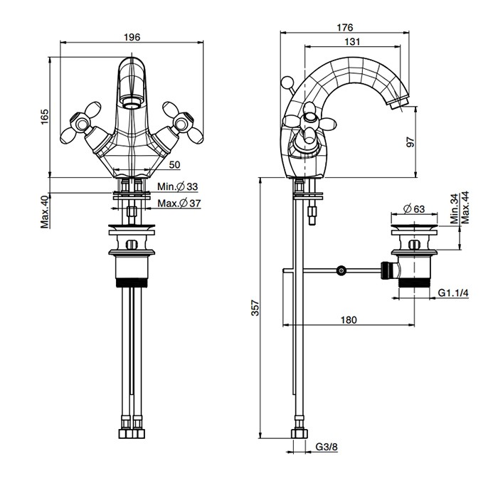 Fima Carlo Frattini Смеситель на раковину, на 1 отв., с донным клапаном, Olivia, F5041OR цвет: золото