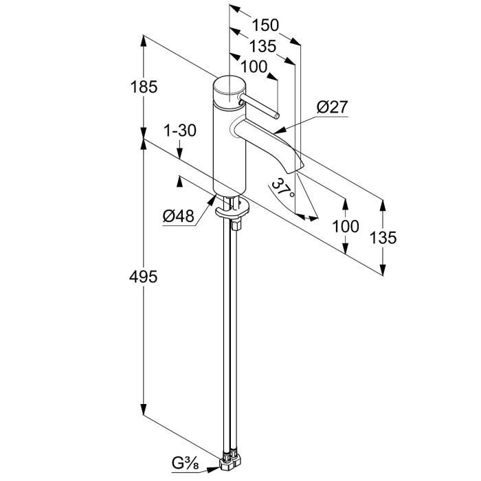 Смеситель для умывальника 100 мм, bozz Kludi, хром - 381980576wr4